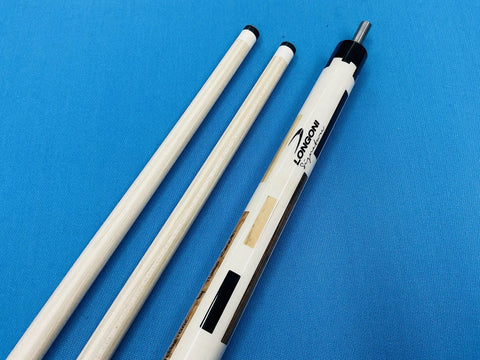 Top Shelf Carom Pool Cue For Three Cushion Billiards featuring S30 E71 maple shafts and VP2 joint on a blue backdrop.