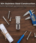 Rock Solid Heavy Duty Adjustable Stainless Steel Toggle Latch With Anti Slip Polished Fastening Clasp positioned with tools.