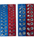 2 In 1 Thread Checker And Nut Bolt Identifier Gauge Set With 40 Sizes, blue and red panels, hardened steel, 2-piece kit.