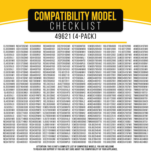 Compatibility model checklist for 4 Pack Dryer Leveling Feet For Whirlpool Kenmore Maytag KitchenAid Replacement