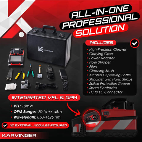 Pro Grade Fiber Optic Fusion Splicer With Core And Cladding Alignment 6 Second Splice And 16 Second Heat Integrated VFL And OPM