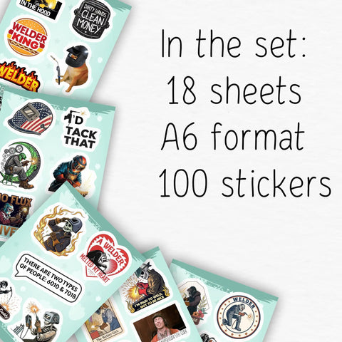 100 Piece Welder Sticker Set For Helmets Laptops Water Bottles And More Durable Vinyl Welding Stickers For Hard Hats Windows