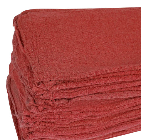Red Linen Cotton Shop Towels Pack Of 150, 14 By 14 Inches Absorbent Cleaning Rags For Auto Shops, Garages, Industrial Jobs, And Home Use