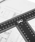 Top Notch Durable Carbon Steel T Square Ruler 45 CM Pro Drafting Tool for Architects, Engineers and Artists on blueprint
