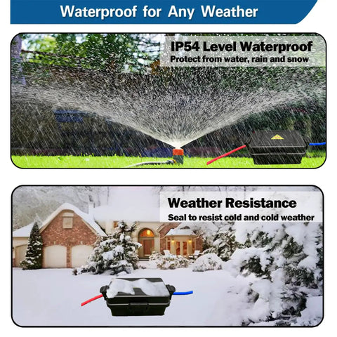 Mini Outdoor Electrical Box IP54 Waterproof Extension Cord Cover Weatherproof Junction Box in garden and snowy settings