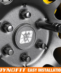 Eight Piece Lug Nut Key Kit And Spline Socket Set For Aftermarket Rims And Wheel Locks shown in use on wheel