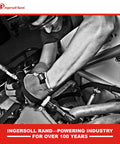 Mechanic using electronic drain valve with auto timer for 110 to 120 volt systems on engine, promoting rust prevention and efficiency.