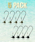 Dense Tungsten Stand Up Shaky Head Jig Heads With Screw Lock Keeper Provide A Straight Fire Finesse Bass Presentation In Green Pumpkin One Quarter Ounce Five Pack in water.