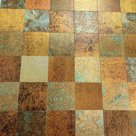 Peel And Stick Backsplash Tile Pack For Kitchen Fireplace And Bathroom In Rust Copper Plaid Retro Copper Style Five Sheets
