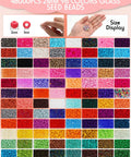 Bead Loom Kit For Adults With 48000 Glass Seed Beads In 96 Colors 2 Mm, various bead colors displayed with size comparison