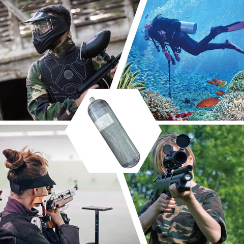 Carbon Fiber 6.8L PCP Air Tank For Paintball And HPA, recreational and professional paintball, diving, and shooting use