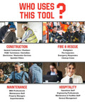 Image showing professionals using Emergency Fire Sprinkler Shutoff Wrench in construction, fire rescue, maintenance and hospitality.