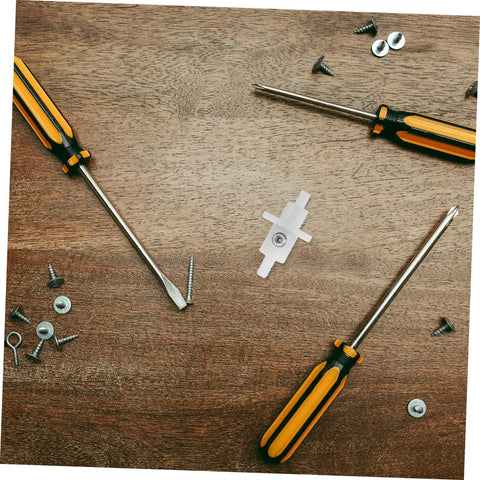 Hydrogen Oxygen Therapy Flow Valve For Home Wellness Gear alongside assorted screws and tools on a wooden surface