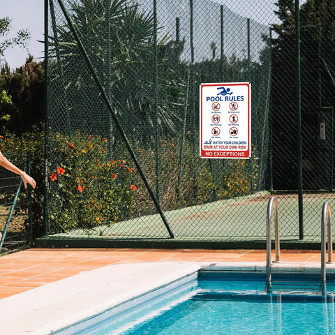 Big Pool Rules Sign 10x14 Inches For Outdoor Pools And Water Parks No Diving No Running No Pushing No Peeing No Glass No Food