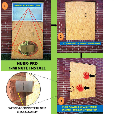 Universal Stainless Steel Hurricane Window Clips For 1/2 To 3/4 Inch Plywood Or OSB, 24-Pack That Covers 6 Windows Installation Steps