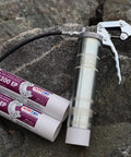 One Hand Pistol Grip Grease Gun Kit With No Mess Pump SafeLock Coupler Zinc Plated Barrel And 500mm High Pressure Hose on rocks