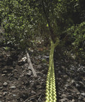 Heavy Duty Triple Chain Shrub And Clump Remover Tool With Four Foot Pulling System attached to bush for root extraction