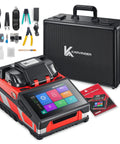 Pro Grade Fiber Optic Fusion Splicer With Core And Cladding Alignment 6 Second Splice And 16 Second Heat Integrated VFL And OPM Touchscreen Controller All In One Splice Kit Included with accessories and carrying case