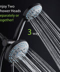 High Pressure Shower Head Combo With Handheld And Rain Heads Featuring 50 Mode 3 Way System Anti Clog Jets