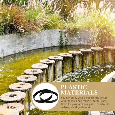 Concrete stepping stones by a garden pond using 4 Pcs Brick Stone Molds Pathmate Kit For Garden Walkways Paver Cement Forms