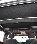 Boom Mat black sound-deadening headliner installed in 4-door Jeep Wrangler JL