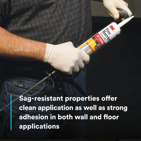Person applying Premium Intumescent Latex Go To Fire And Smoke Sealant CP 25WB Plus Red Cartridge 27 Fluid Ounces Each Pack Of 6