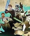 Star Wars Clone Wars Spray And Stick Removable Wall Mural 15 ft by 9 ft featuring characters on a battlefield