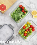Two containers from 24 Piece Borosilicate Glass Food Storage Set With Snap Locking Lids Airtight Meal Prep Containers For Quick Lunches
