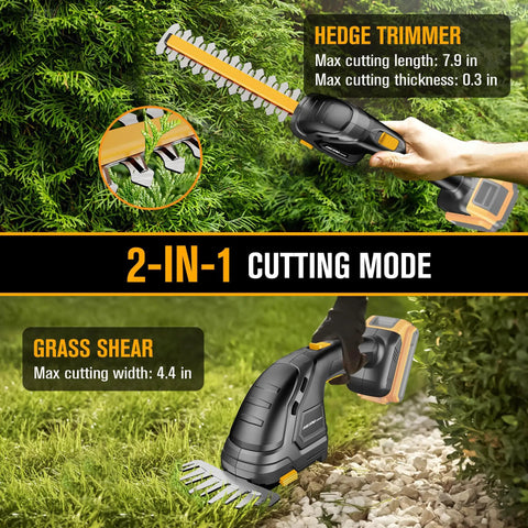 Cordless Hedge Trimmer Compatible With DeWalt 20V Max Battery No Battery Included Tool Only showing dual cutting modes