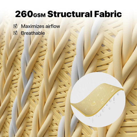 Close-up of 260 GSM permeable fabric from Beefed Up Heavy Duty Beige 12 Foot By 16 Foot Sun Shade Sail Canopy