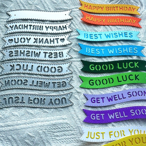 Banner Sentiment Scrapbooking Die Cuts Set with Layered Stitching Frame Dies for Card Making and Paper Crafts phrases