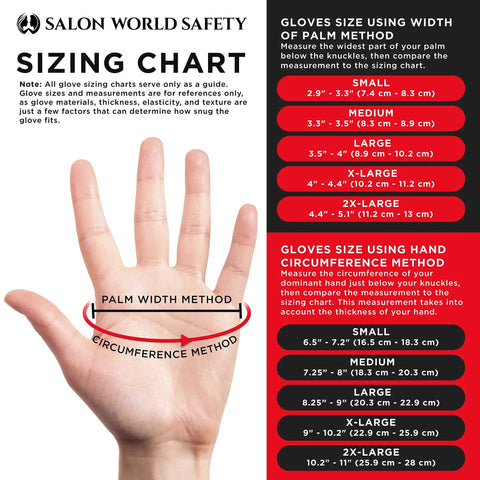 Black Nitrile Disposable Gloves 5 Mil Small Box Of 100 Latex Free Textured Grippy size chart with hand measurement guide