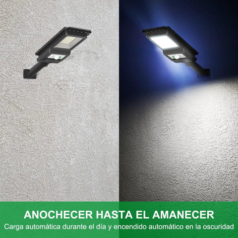 Outdoor Solar Lights 1000 Lumens 156 LED Solar Powered Motion Sensor Flood Lights Waterproof side view on wall