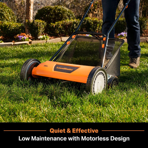 Push Reel Lawn Mower With An 18 Inch Deck And 5 Blades For A Clean Scissor Like Cut Designed For Small Lawns 9 Cutting Positions