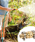 Person using garden hose with Garden Hose Repair Connector Kit With Clamps For Three Quarter Or Five Eighth Inch Aluminum Hoses