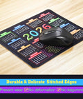 Stitched Edge Slick Mouse Pad With Non Slip Rubber Base For Computers And Laptops, 9.6 x 7.9 Inch 0.1 Inch Thick Black Calendar Edition 2026