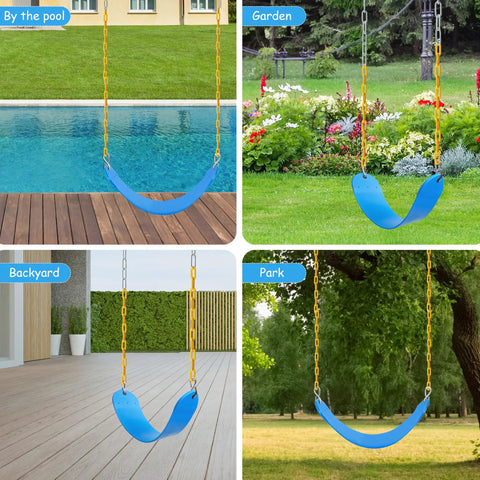 Heavy Duty Swing Seat Set With 66 Inch Chains, Two Pack Replacement Seats For Backyard Playset, Includes Snap Hooks, Supports Up To 250 Lb