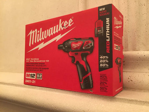 Heavy Duty 12 Volt Cordless Screwdriver Kit With Dual Lithium Ion Batteries Fast Charger And Rugged Case For Pros Knocking Out Cabinetry Framing And Auto Projects No Sweat Electric Driver on red packaging.