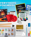 Earth Science Kit With Over 100 Experiments For Curious Kids Crystal Growing Volcano Science Rock Collection And Stem Projects Toy For Boys And Girls For Home And School Use, contents displayed including tools and instruction booklets.