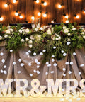 Wedding setup with Mr And Mrs LED Light Up Sign 8.4 Inch With 12 Flameless Candles, 300 Artificial Rose Petals, Romantic Heart Letters