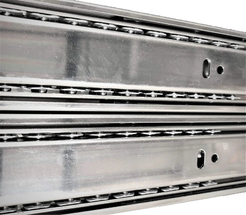 Close-up of 18 Inch Drawer Slides 10 Pack - 100 Lb Capacity Full Extension Side Mount With Dual Ball Bearing Rollers, zinc plated