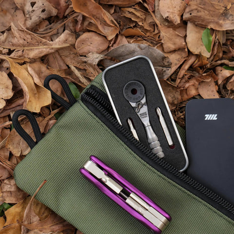 Pocket Size Micro Ratchet Wrench With Knurled Grip 4mm Precision Ratcheting Screwdriver in outdoor pouch