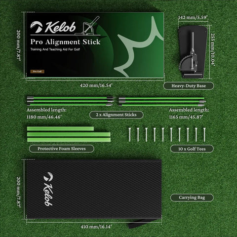 Golf Alignment Sticks Holder With Angle Adjustment And Detachable Rods Heavy Duty Metal Base One Hand Lock kit components