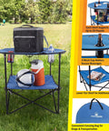 Round Two Tier Folding Camp Table With Four Cupholders And Carrying Bag Perfect For Camping Beach Picnics Tailgating And Outdoor Events