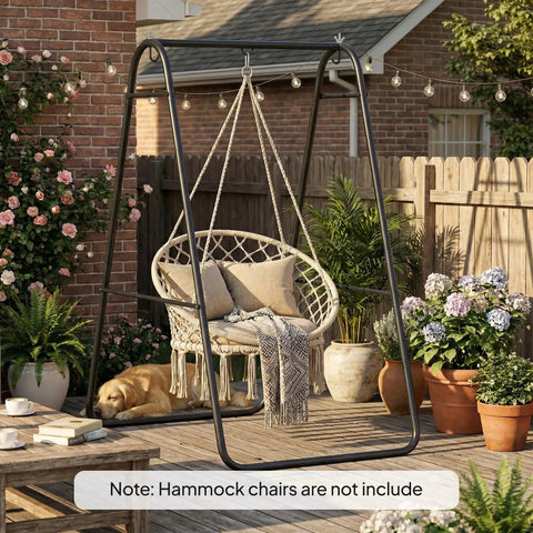 Heavy Duty Steel A Frame Hammock Chair Stand for Hanging Hammocks, Rock Solid 330 Lb Weight Capacity, All Weather Powder Coated Black