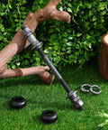 No Sweat Rear Axle Replacement For Mountain Bike 180mm Steel Shaft With 25mm Bearing And Washers Corrosion Resistant shown on green grass.