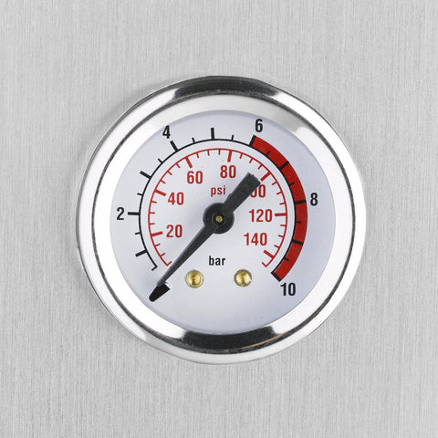Pressure gauge dial showing 50 psi for Top Shelf Stainless Steel Jewelry Steam Cleaner 2.2 Liter Tank usage.