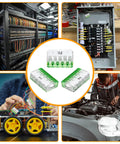 Solid Choice Tool Free Lever Wire Nuts Fifty Piece Compact Splicing Connector Assortment With Rugged Case Includes Two Three Five Port Terminals Awg Electrical Projects No Sweat Connection with various splicing applications.