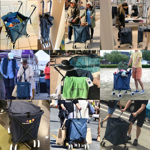 Transit Folding Shopping Cart With Water Resistant Canvas Bag heavy duty frame carrying items in various settings