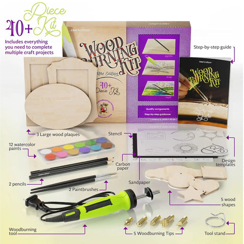 Beginner Wood Burning Kit For Kids And Teens, Totally Beginner Friendly, Easter Gift And Birthday Gift Idea For Boys And Girls, Learn Step By Step Sketch Burn And Paint Eight DIY Art Projects, Safe Pro Grade Accessories For Fun Craft Activities with 40+ pieces and guide.